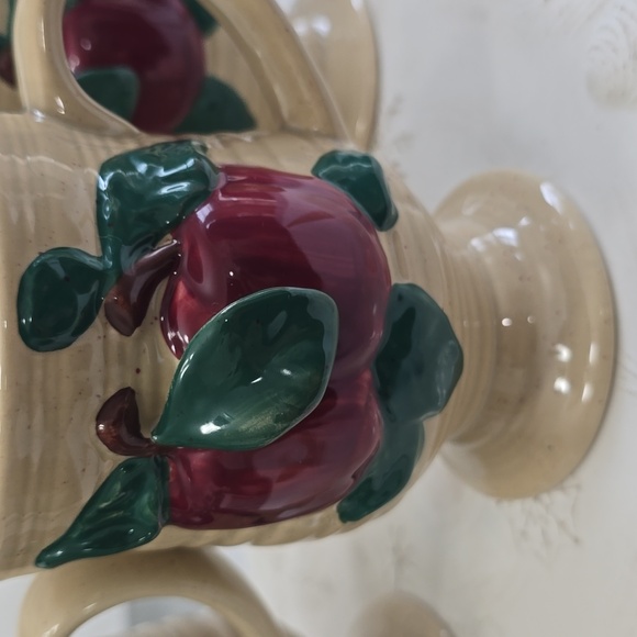 Vintage Franciscan Set Of 3 Apple Pattern Irish Mugs Speckled Earthenware Ribbed - Picture 7 of 14